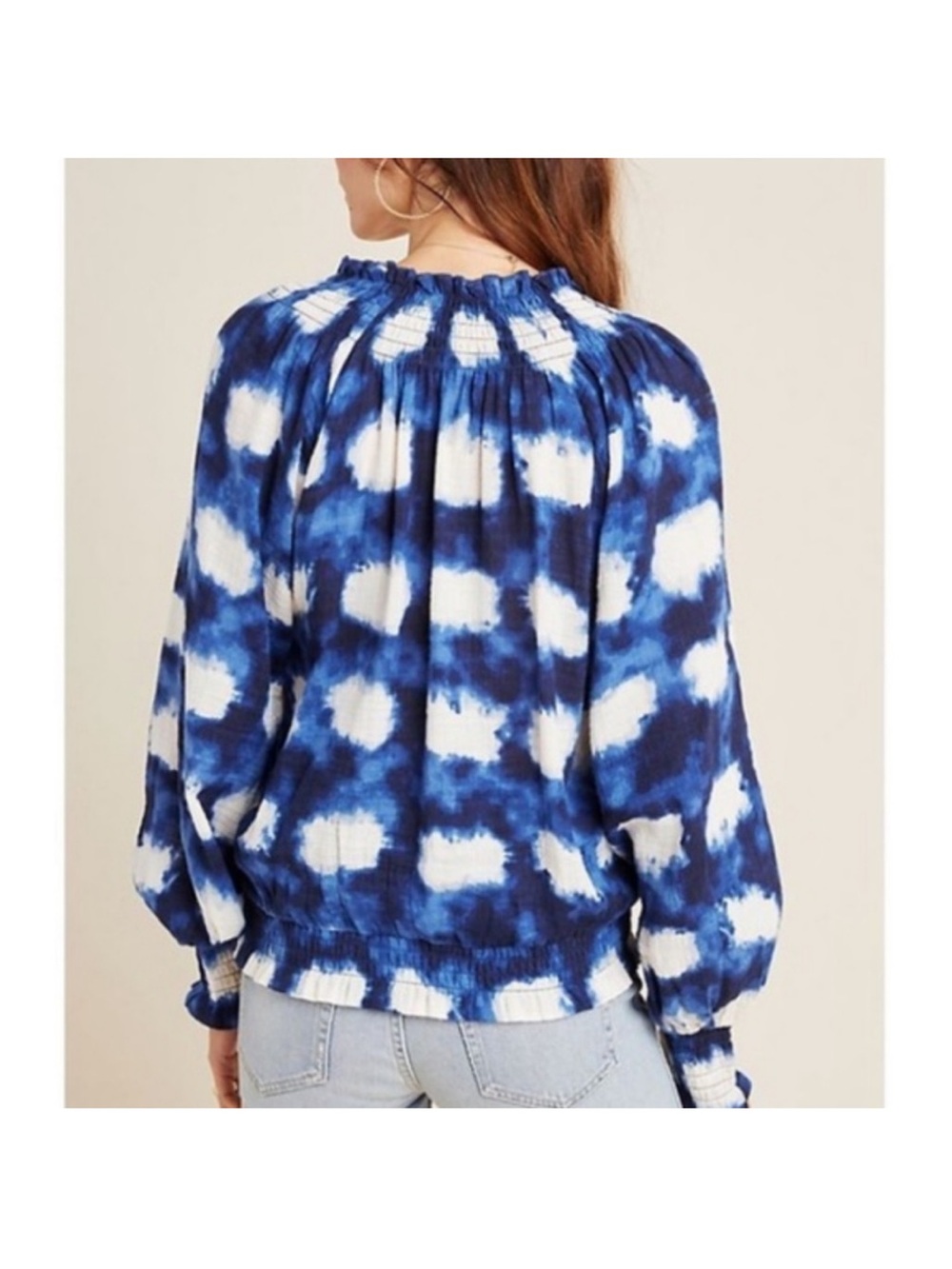 Anthropologie Porridge Blue tie-dye blouse Sz M - Picture 2 of 10